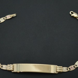 REAL 10K Yellow Gold 7&quot; Engravable ID Valentino Link Bracelet 5gr + Engraving | Women-Ladies Jewelry Bracelet | Solid 10k Gold Bracelet