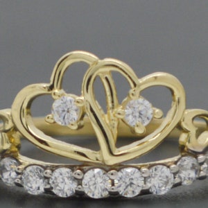 Real 10K Yellow Gold 10mm CZ Heart Shape Lovestruck Wedding Ring 1.8gr All Sizes | Women Jewelry Unique Gold Ring | 10k Gold Ring for Ladies