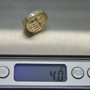 Real Solid 10K Yellow Gold Mens Egyptian King Ring – 4.7 Grams, 20mm Face, Cubic Zirconia – All Sizes