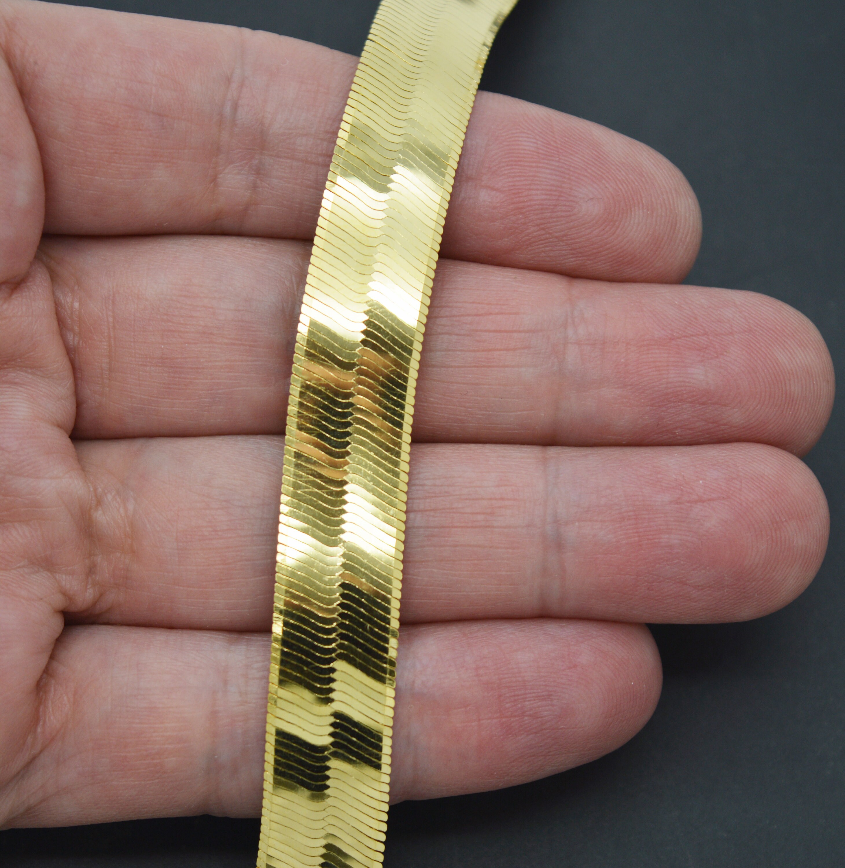 Massives Goldarmband 2.8mm Herringbone Armband Aus 10K Gelbgold – 2,8 Mm Breit, Hochpoliert, 7 Zoll Länge 18 Karat Gold Armband Herren