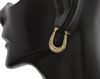 Real 10k Solid Yellow Gold Hoop Women Earrings 18.8mm | Women-Ladies Jewelry Hoop Earrings | Solid 10k Gold Hoop Earrings