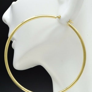 2 1/4&#39;&#39; 10k Solid Gold Big Large Hoop Plain Earrings | 60mm x2mm 3.6gr | Women-Ladies Jewelry Earrings | Solid 10k Gold Hoop Earrings