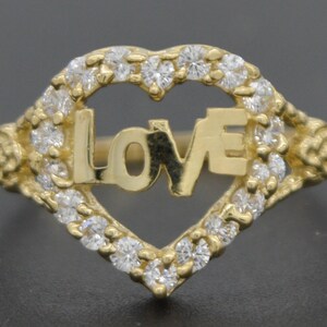 Real 10k Solid Yellow Gold Heart Design Love Women Ring 12.7mm All Size | Women Jewelry Unique Gold Ring | Solid 10k Gold Ring for Ladies