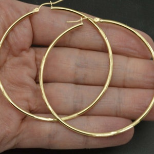 10k Solid Yellow Gold Big Large Hoop Diamond Cut Earrings | 60mm x2MM 3.4GR | Women-Ladies Jewelry Earrings | Solid 10k Gold Hoop Earrings