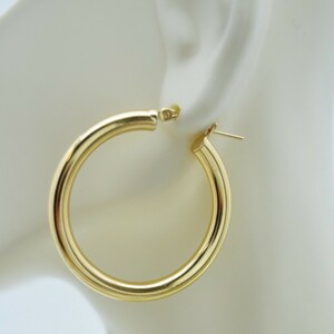 Real 10K Yellow Gold Large Hoop Shiny Earrings | 35mm x4mm 3.5gr | Women-Ladies Jewelry Earrings | Solid 10k Gold Hoop Earrings