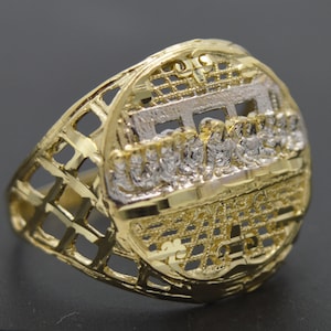 Real Solid 10K Yellow Gold Men&#39;s Last Supper Head Nugget Ring 21.5mm ALL Sizes | Men&#39;s Jewelry Unique Ring | Solid 10k Gold Ring for Men