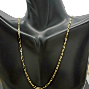 10K Yellow REAL GOLD paper clip Link Chain Necklace 2.3mm 16'' 18'' 20" 24'' | Fashion Women 10k Jewelry Chain | Solid 10k Chain Necklace