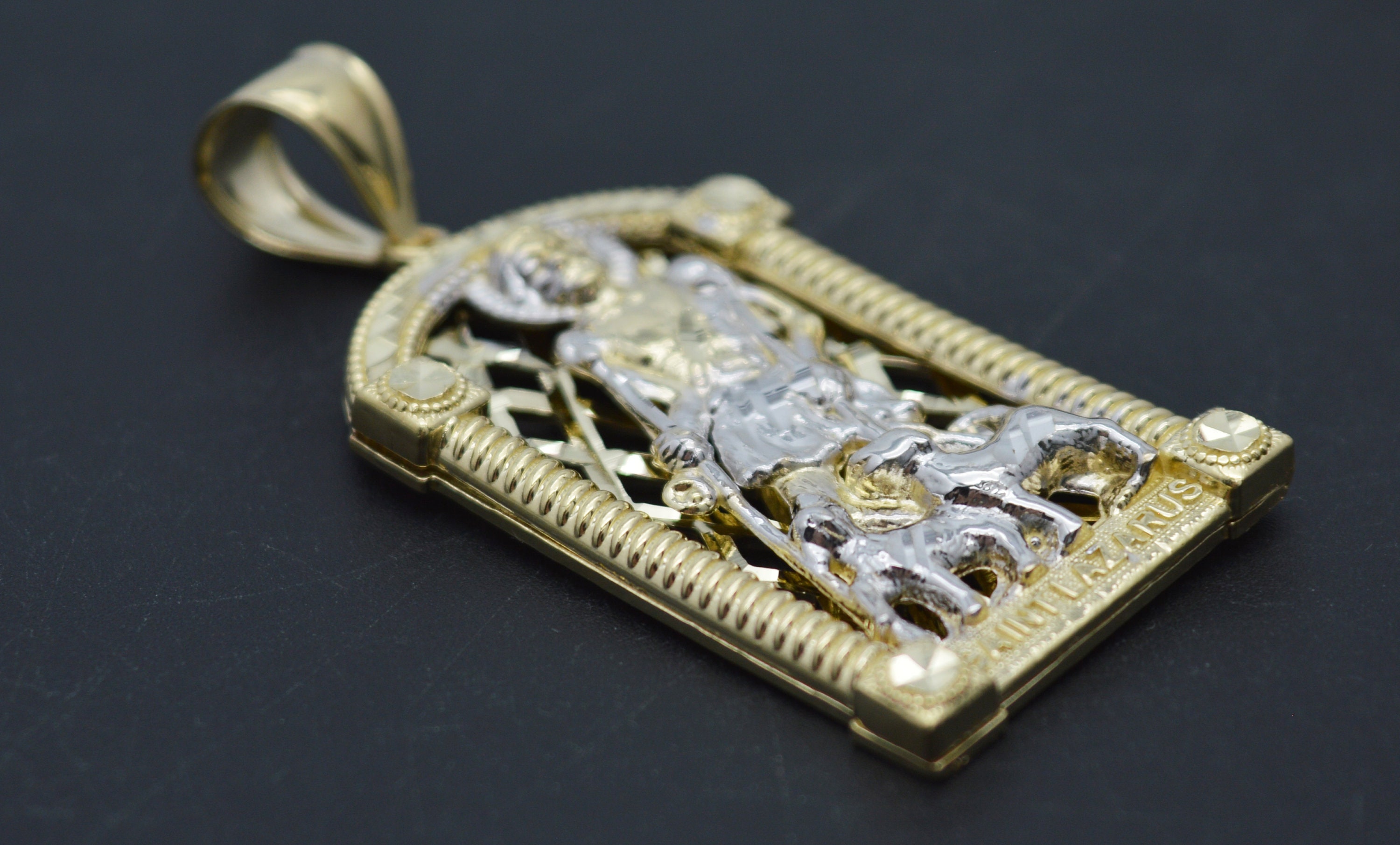 Forme Di Lucchetta Ciondolo Croce Cristiana In Oro Giallo 14kt, Effetto Diamantato, Made In Italy, Senza Catenina (fino A 4mm Di Spessore) - 5