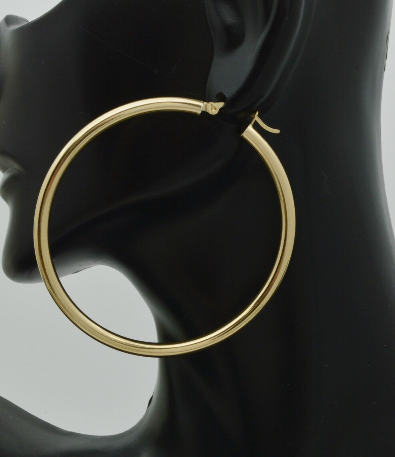 14k Solid Yellow Gold big Large High Polished hoop Earrings 50mm x 3MM 4gr | Women-Ladies Jewelry Hoop Earrings | Solid 14k Hoop Earrings
