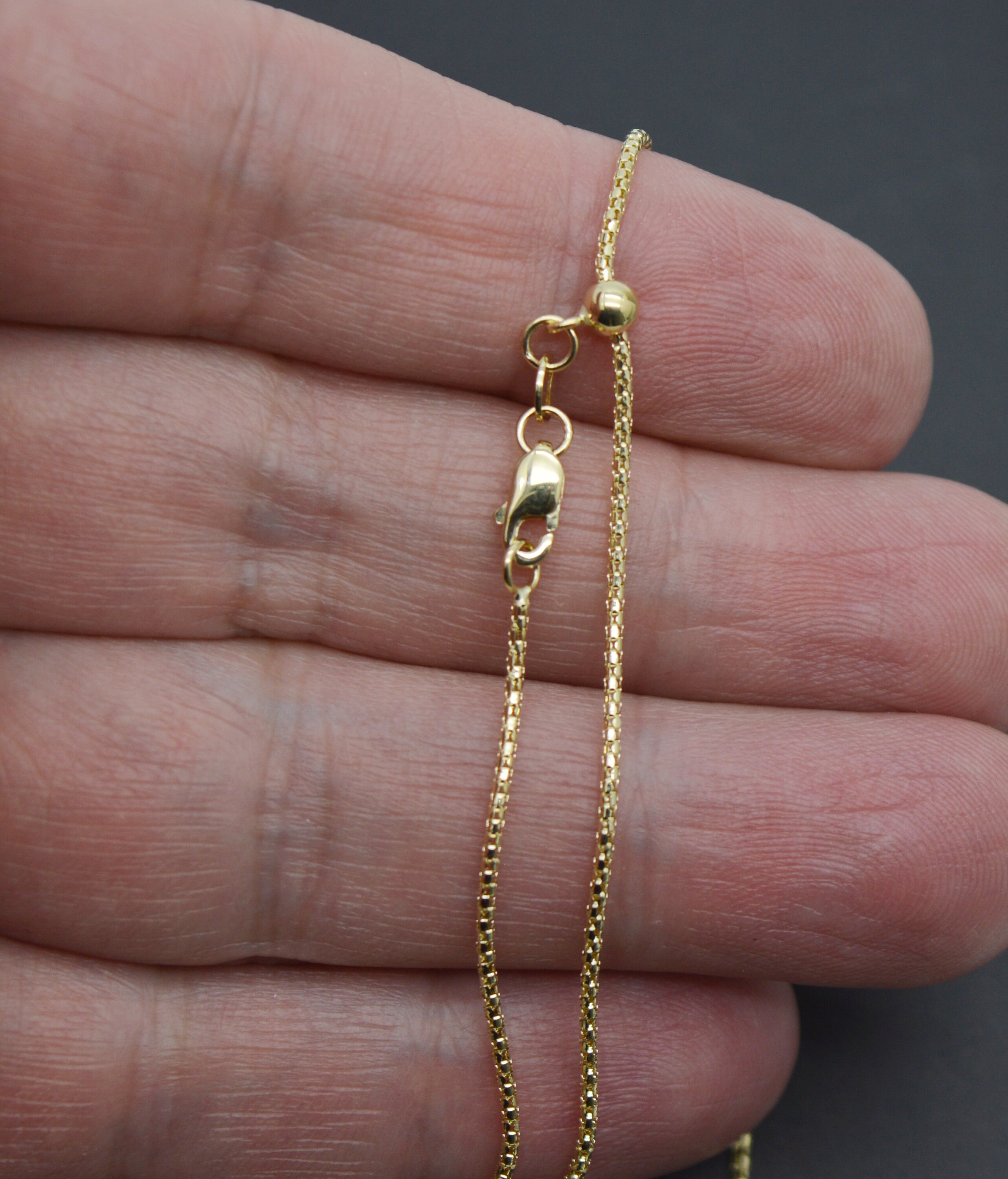 14kt Gelbgold Kette 14kt Gelbgold Popcorn-Kette 22 Zoll Verstellbar – 1,3mm Stärke, Ca. 2,5 Gramm Rope Chain