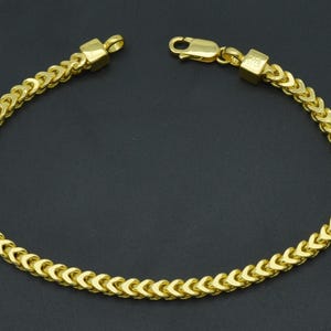 925 Sterling Silver 14k Yellow gold Link Franco Chain Bracelet 3.5 mm 7&quot;, 8&quot;, 9&quot;