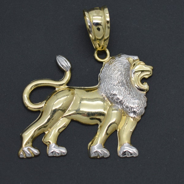 thumbnail image 2 of Men's Diamond Cut Lion Head Charm Pendant Real Solid 10K Yellow Gold ALL SIZES 2 of 5