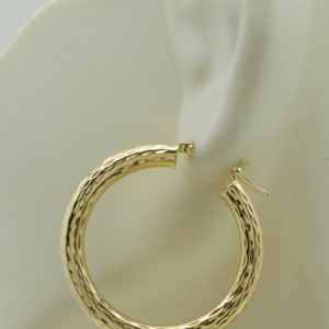 REAL 10K Yellow Gold Large Hoop Diamond Cut Earrings | 30mm x4mm 3gr | Women-Ladies Jewelry Earrings | Solid 10k Gold Hoop Earrings