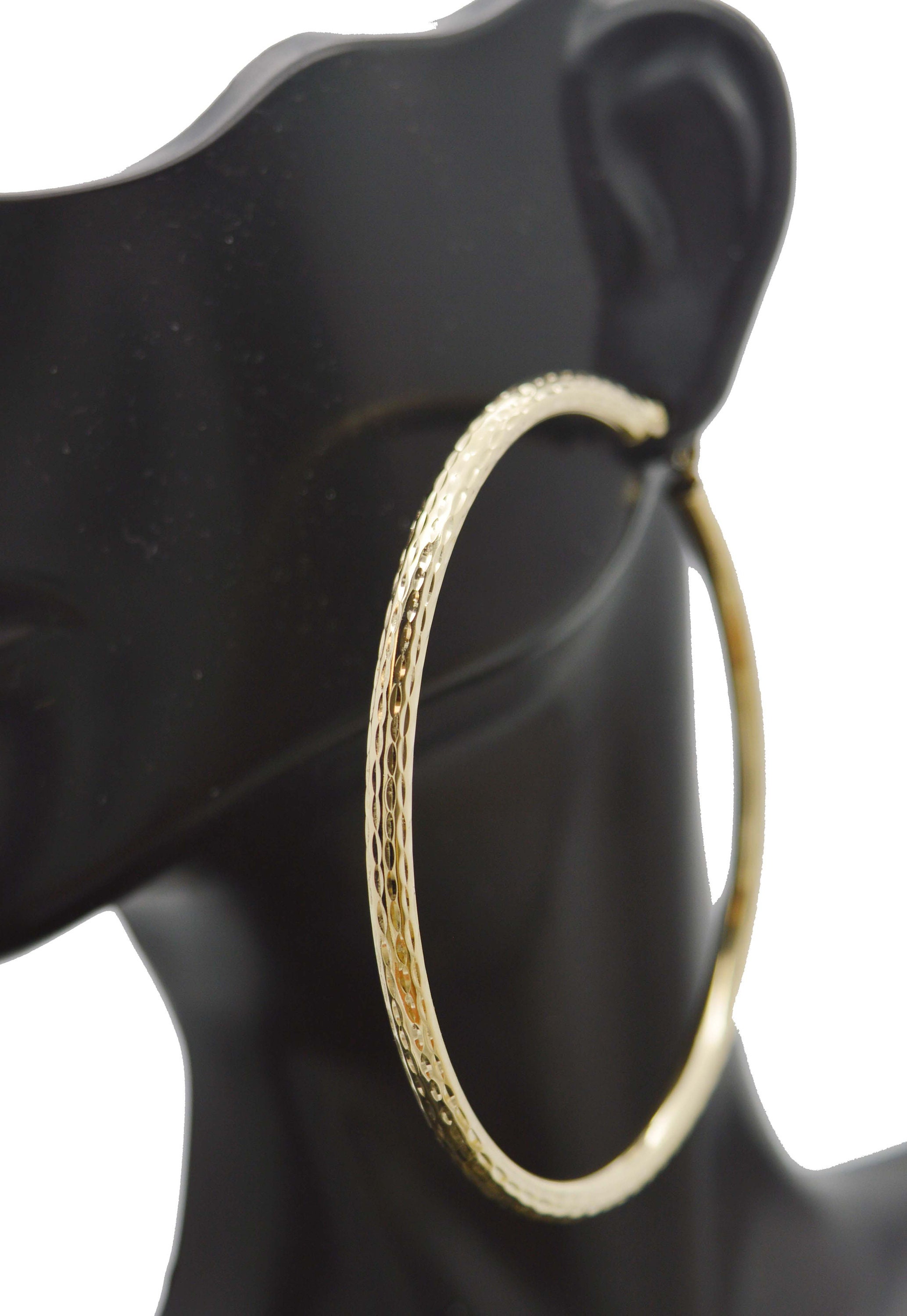 Real 10k Yellow Solid Gold Woman 3 X 60.2mm Large Hoop Earrings 5.1gr | Women-Ladies Jewelry Earrings | Solid 10k Gold Hoop Earrings