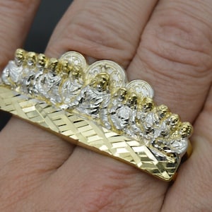 10K Yellow Gold Men&#39;s Last Supper Two Finger Ring 10.7 grams | Men&#39;s Jewelry Unique Gold Ring | Solid 10k Gold Ring for Men