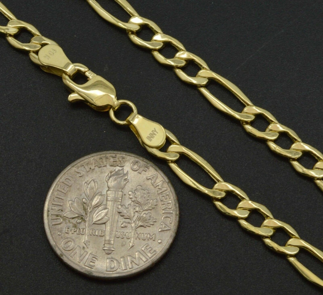 NEW 10k Real Yellow Gold 4.6mm Figaro Link Chain 18