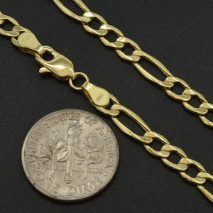 NEW 10k Real Yellow Gold 4.6mm Figaro Link Chain 18&quot; 20&#39;&#39; 22&#39;&#39; 24&quot; | Fashion Women 10k Jewelry Chain | Solid 10k Gold Chain Necklace
