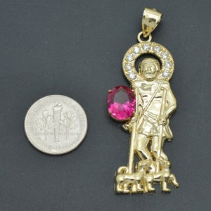 Real 10K Yellow Gold St. Lazarus Religious CZ Pendant 9.3 gr + Chain 16"-24" | Fashion Men 10k Jewelry Pendant | Solid Gold Pendant + Chain