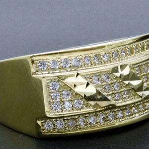 Echte solide 10K Gelbgold Herren Ehering Micro Pave CZ Ring ALLE Größen | Herren Schmuck Einzigartige Gold Ring | Massiver 10k Gold Ring für Männer