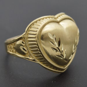 Real 10k Yellow Solid Gold Heart Shape Tree Leaf Design Shiny Ring 2.2 grams | Women Jewelry Gold Ring | Solid 10k Gold Ring for Ladies