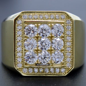 Echter massiver 10K Gelbgold Herren Quadrat Statement Ring 16,4mm ALLE Größen 6,2gramm | Herren Schmuck Einzigartige Ring | Massiver 10k Gold Ring für Männer