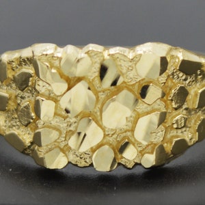 Real Solid 10K Yellow Gold Men&#39;s Nugget Square Ring 10.7mm ALL Sizes | Men&#39;s Jewelry Unique Gold Ring | Solid 10k Gold Ring for Men