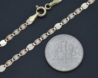 Bracciale cavigliera Valentino in vero oro massiccio tricolore 10k 1.4 gr 2.8mm 10'' / Bracciale gioielli da donna-donna / Bracciale cavigliera in oro massiccio 10k