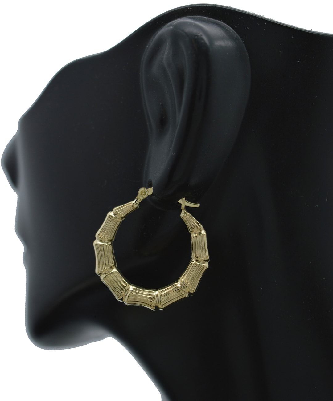 Buy 10K Yellow Gold Bamboo Hoop Earrings 3.80 Grams at ShopLC
