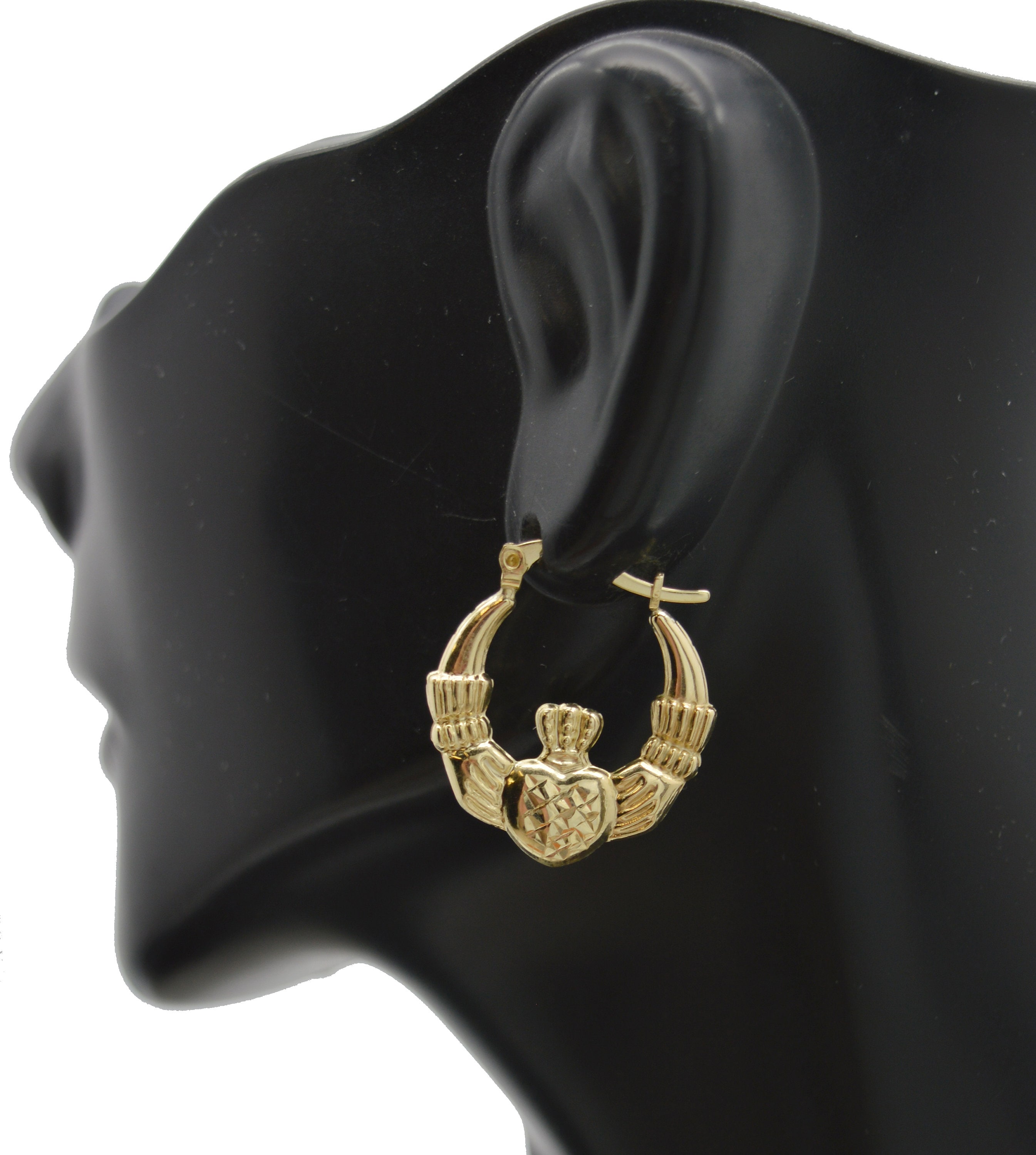 Large claddagh hoop earrings best sale