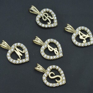 10k Yellow Solid Gold A to Z Hearts Shape Pendant 1.0 gr 12.2 mm