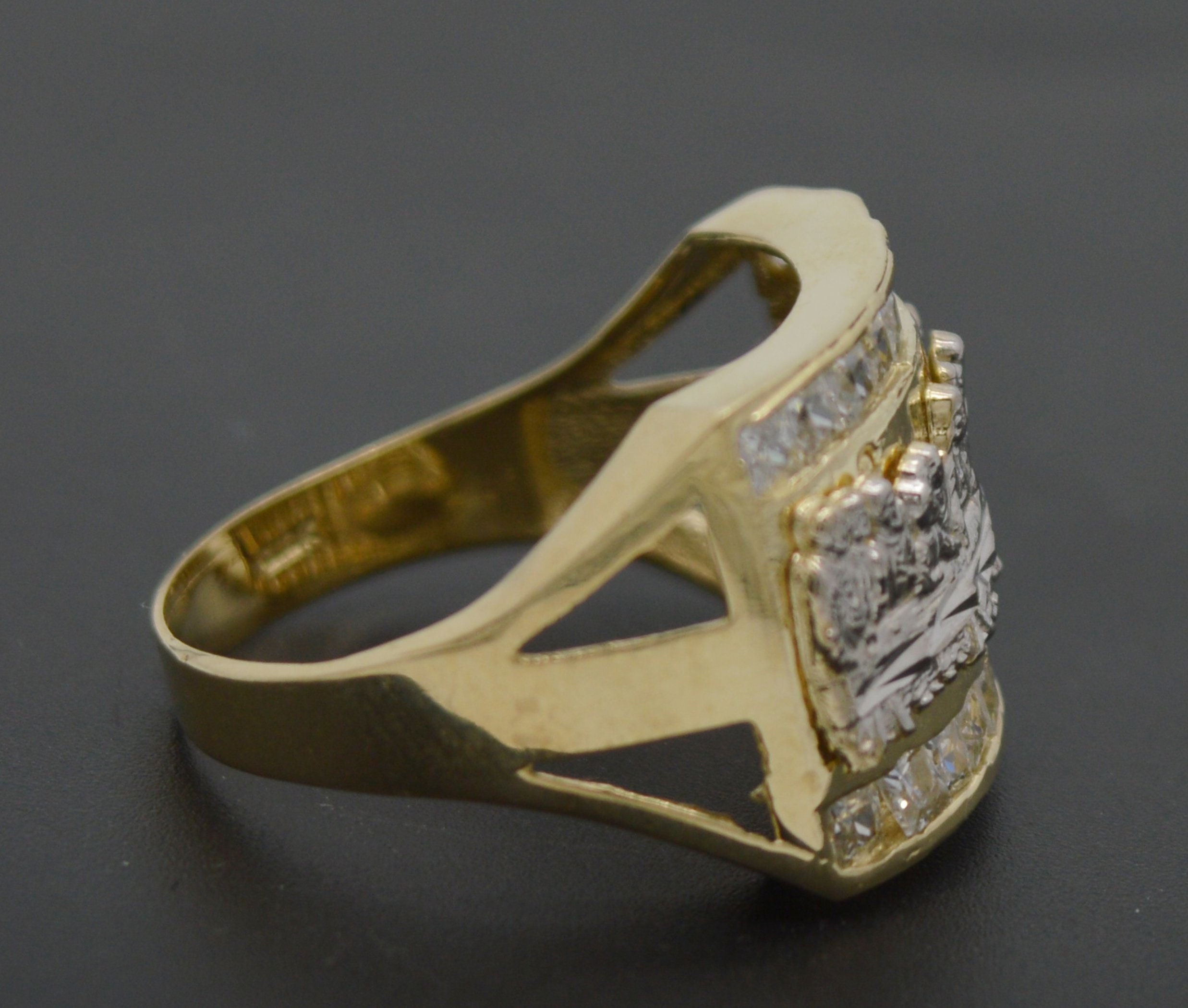 Real 10K Yellow Solid Gold Two-tone Textured CZ Last Supper Open Side ...