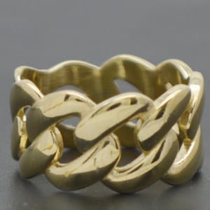 Echt 10K Solid Gelbgold 10 mm glänzende Band kubanische Kette Männer Ring 5.3gr Alle Größen | Herren Schmuck Gold Ring | Massiver 10k Gold Ring für Männer