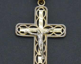 Ciondolo Ges&ugrave; Con Moissanite 2 Carati E Fede In Argento 925 Oro Giallo