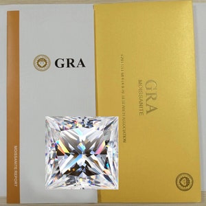 Real Moissanite Princess Cut Loose Gem Stone W. GRA Certificate VVS1 D All Sizes | Real Moissanite Jewelry | W. GRA Certified Gem Stone