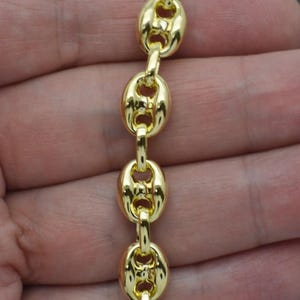 925 Sterling Silver 14k gold Puffed Mariner Link Bracelet 9.0mm 14gr 7", 8", 9"