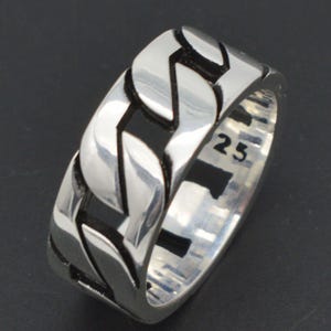Solid 925 Sterling Silver Men&#39;s Link Cuban Statement Ring 8.7mm Size 8 -12