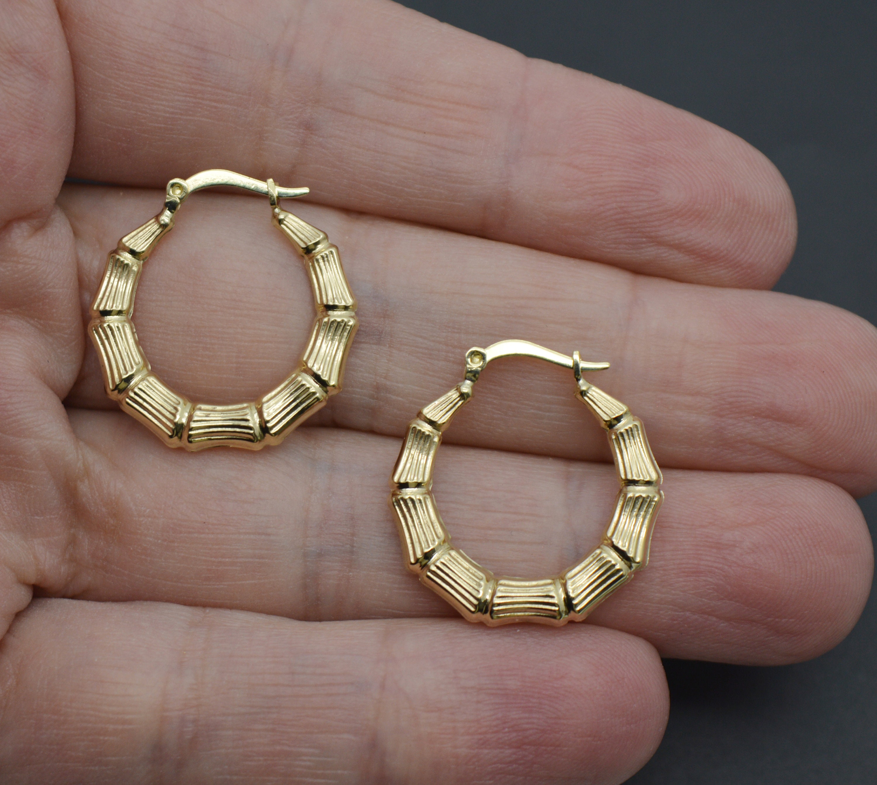 Buy 10k Yellow Gold Hollow Small Bamboo Hoops Online at SO ICY JEWELRY