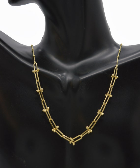 Real 14K Yellow Gold 18" necklace Hard wear Jax Bead Chain Necklace 3.0 gram | Fashion Women Jewelry Necklace | Solid 14k Pendant Necklace