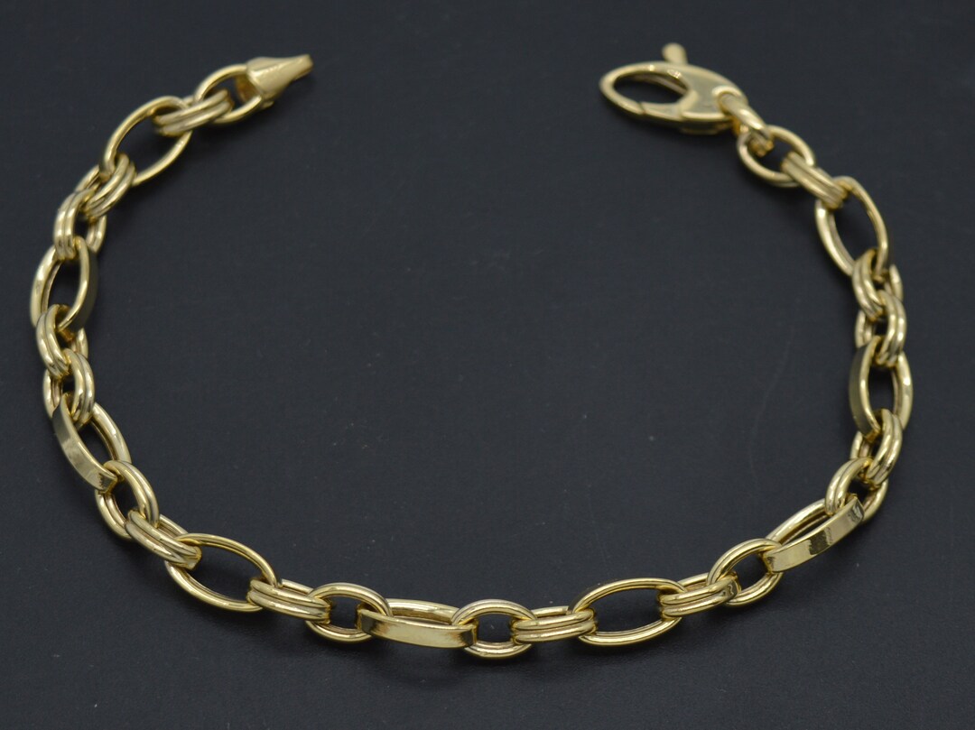 14k Yellow Gold 7 3/4 inch Beaded Oval Chain Bracelet main image 0