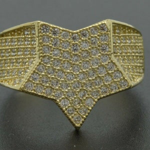Echter massiver 10K Gelbgold-Herren Schöner Super Star CZ-Ring 5,6 Gramm ALLE GRÖßEN | Herren Schmuck Einzigartige Ring | Massiver 10k Gold Ring für Männer