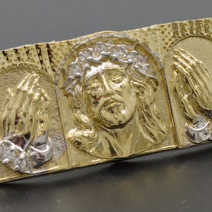 Real 10k Yellow Solid Gold Jesus Two Finger Ring All Sizes 13.1 gr 47.2 x 22.6gr | Men&#39;s Jewelry Unique Ring | Solid 10k Gold Ring for Men