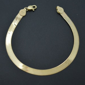 Real 10K Yellow Gold High Polished 5mm herringbone Bracelet Lobster 7&#39;&#39;- 8&#39;&#39; | Women-Ladies Jewelry Bracelet | Solid 10k Gold Bracelet