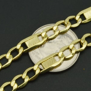 Real 10K Yellow Gold 5mm Fancy Textured Figaro Link Ankle Bracelet 9&#39;&#39;-10&#39;&#39; | Women-Ladies Jewelry Bracelet | Solid 10k Gold Anklet Bracelet