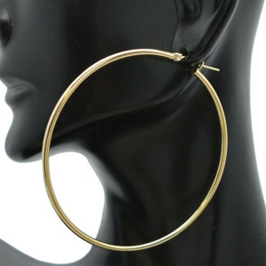 10k Solid Gold Big Large Hoop Plain Earrings | 60mm x2mm 2.30&#39;&#39; 3.8gr | Women-Ladies Jewelry Earrings | Solid 10k Gold Hoop Earrings