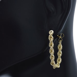Real 10k Yellow Solid Gold Endless 3mm Rope Chain Drop Earrings 1.2 gr | Women-Ladies Jewelry Earrings | Solid 10k Gold Drop Earrings