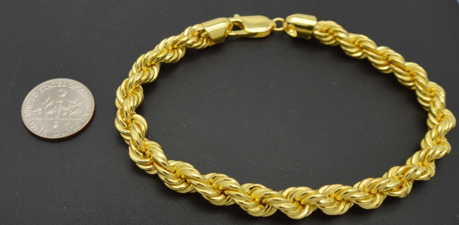 925 Sterling Silver 14k Gold Plated Rope Chain Bracelet 14.8g 6.7 925 Sterling Silver 14k Gold Plated Rope Chain Bracelet 14.8g 6.7