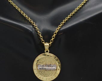 Ciondolo Ultima Cena Grande Gesù Ghiacciato Bling Zircone Color Ciondolo Ultima Cena Grande Gesù Ghiacciato Bling Zircone Color
