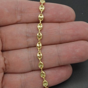 10K Yellow REAL GOLD Puffed Mariner Link Chain Necklace 4.5mm 20'' 22'' 24''26" | Fashion Women 10k Jewelry | Solid 10k Gold Chain Necklace