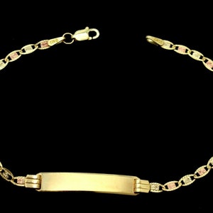 REAL 10K Yellow Gold 7&quot; Engravable ID Valentino Link Bracelet 2.6gr + Engraving | Women-Ladies Jewelry Bracelet | Solid 10k Gold Bracelet
