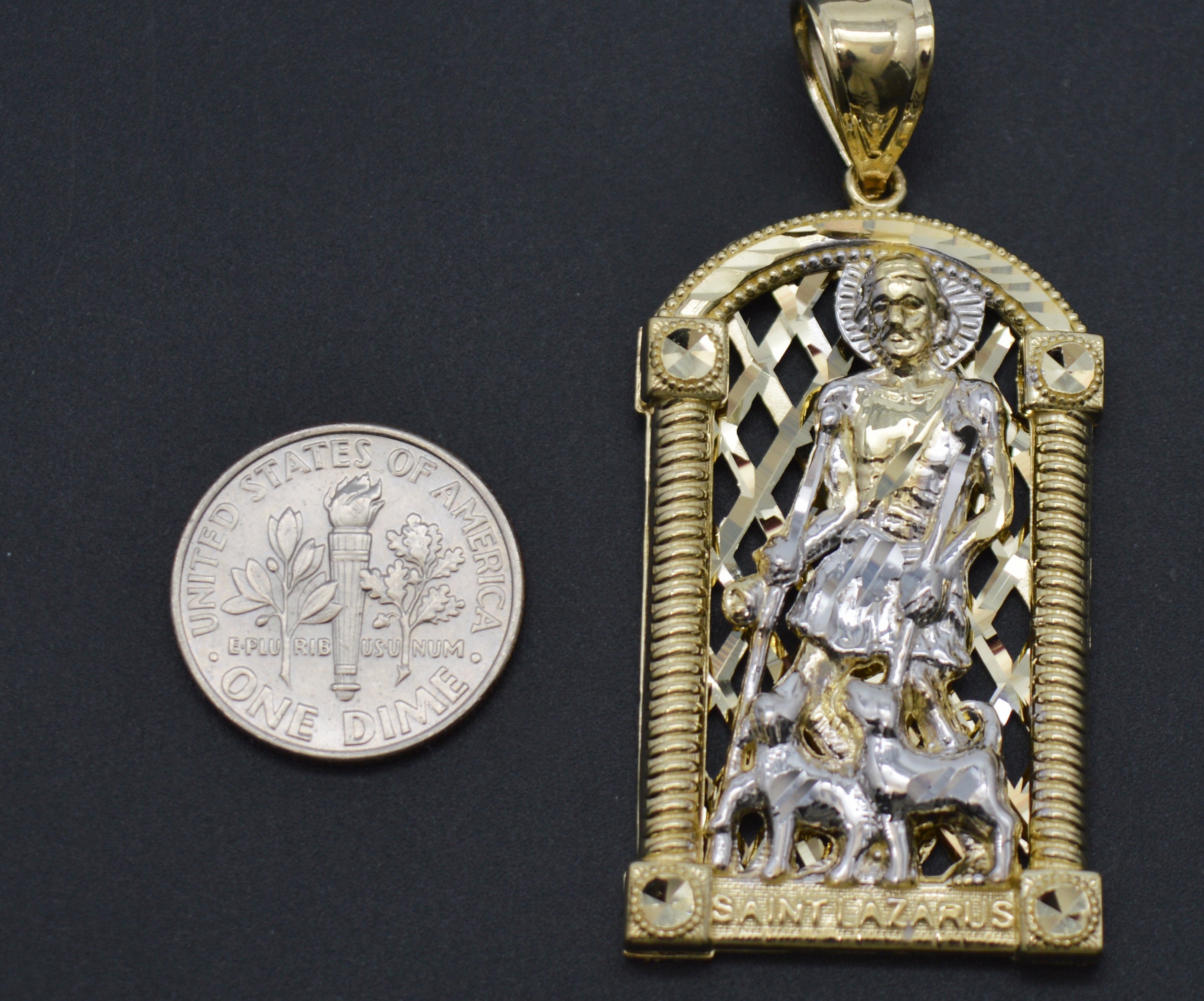 forme di Lucchetta - Croce Cristiana in Oro Giallo 14 carati effetto Diamantato - senza catenina, Charms e Ciondoli per Catenina (fino a 4mm) per Donna Ragazza